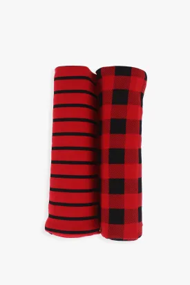 2-Pack Baby Red & Black Buffalo Plaid Swaddle Blanket