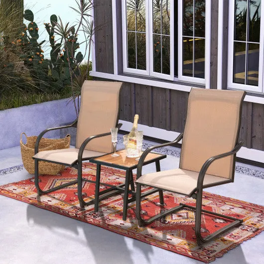 2 Pieces C-Spring Motion Patio Dining Chairs with Breathable Fabric