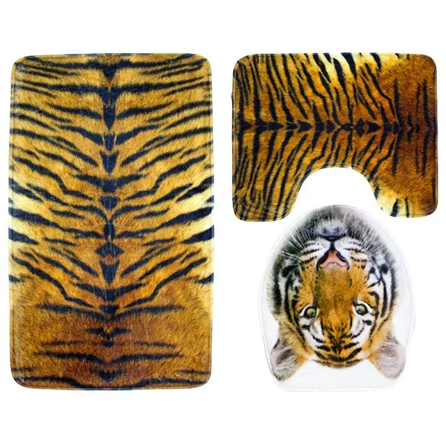 3pcs/set Cute Animal Pattern Bath Mat Bathroom Carpet Ocean Underwater World Anti Slip Pedestal Rug Lid Toilet Cover