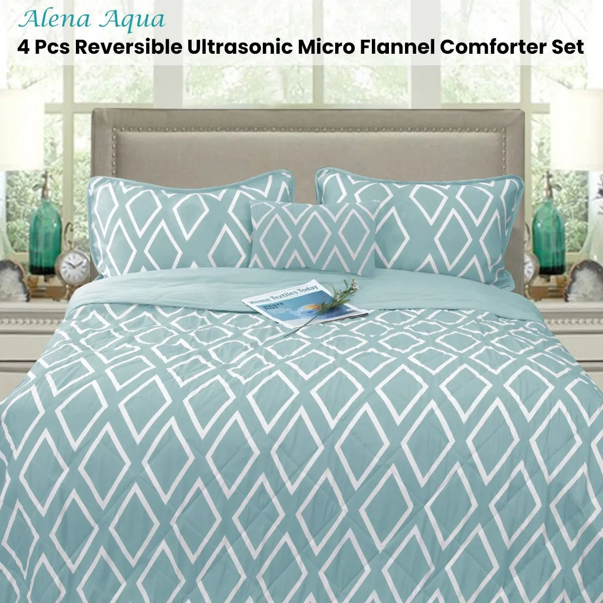 Alena Aqua 4 Pcs Ultrasonic Comforter Set Queen