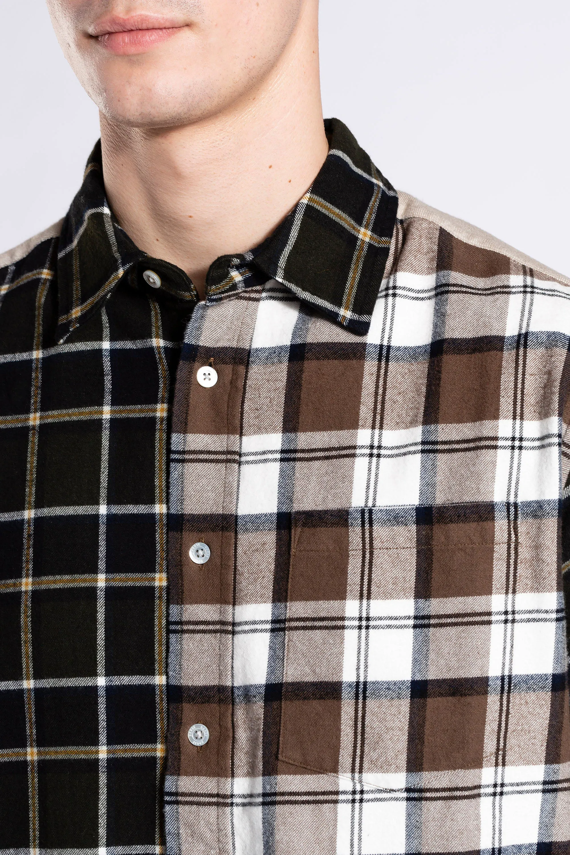 Algot Mixed Flannel Check - Beech Green