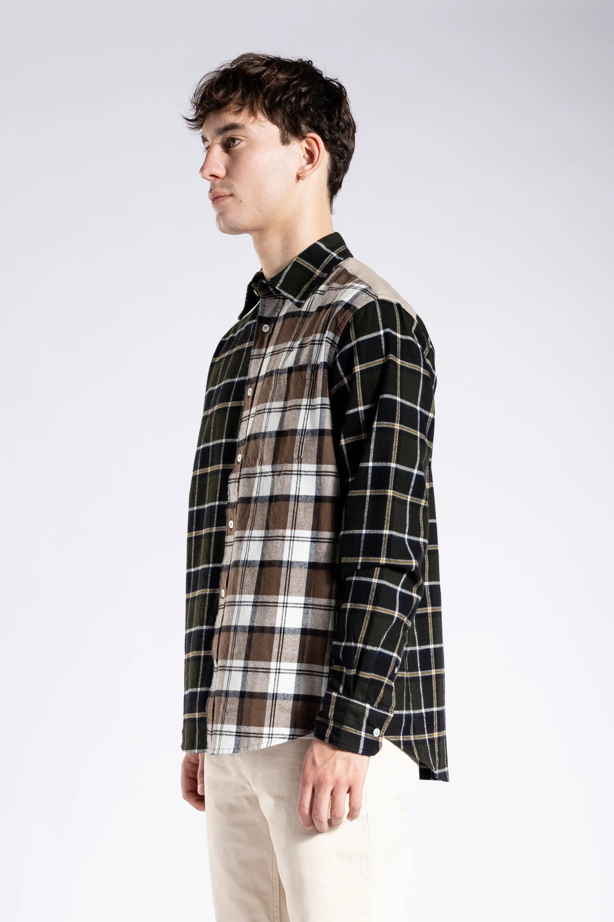 Algot Mixed Flannel Check - Beech Green