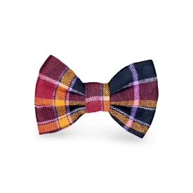 Aubergine Flannel Dog Bow Tie