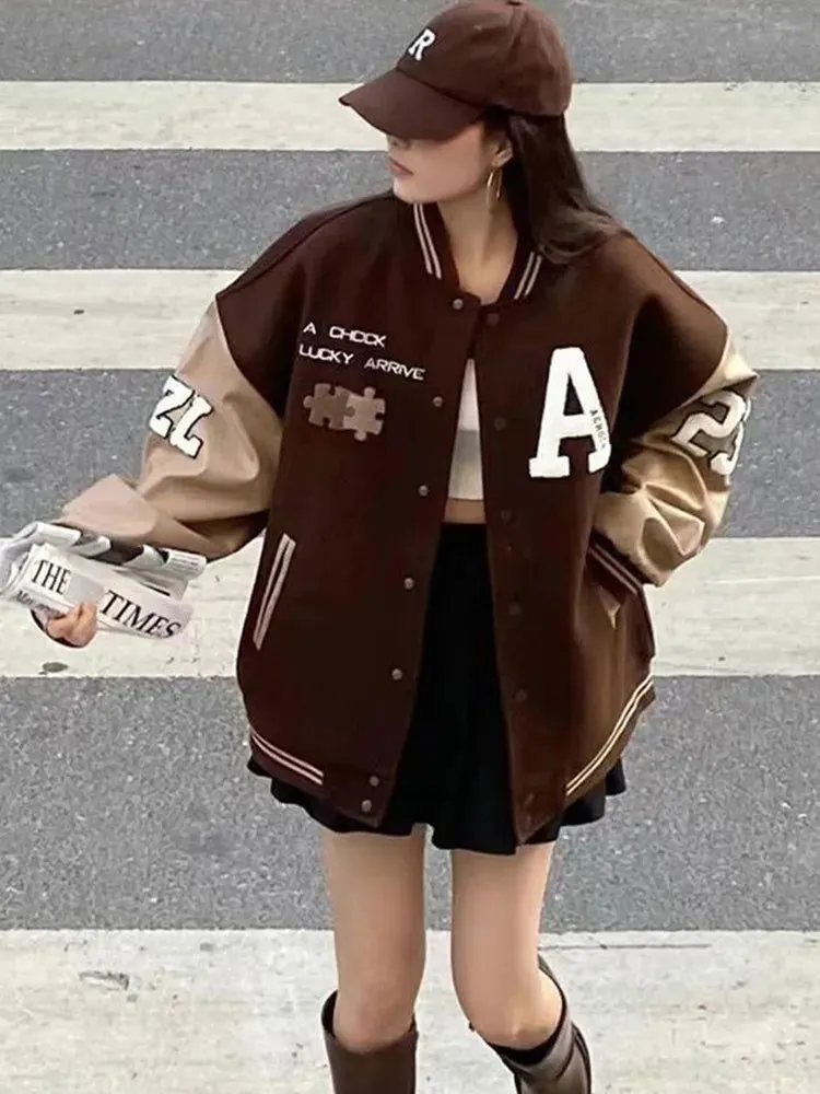 Baseball Jackets Women Autumn Vintage Coats Oversized*