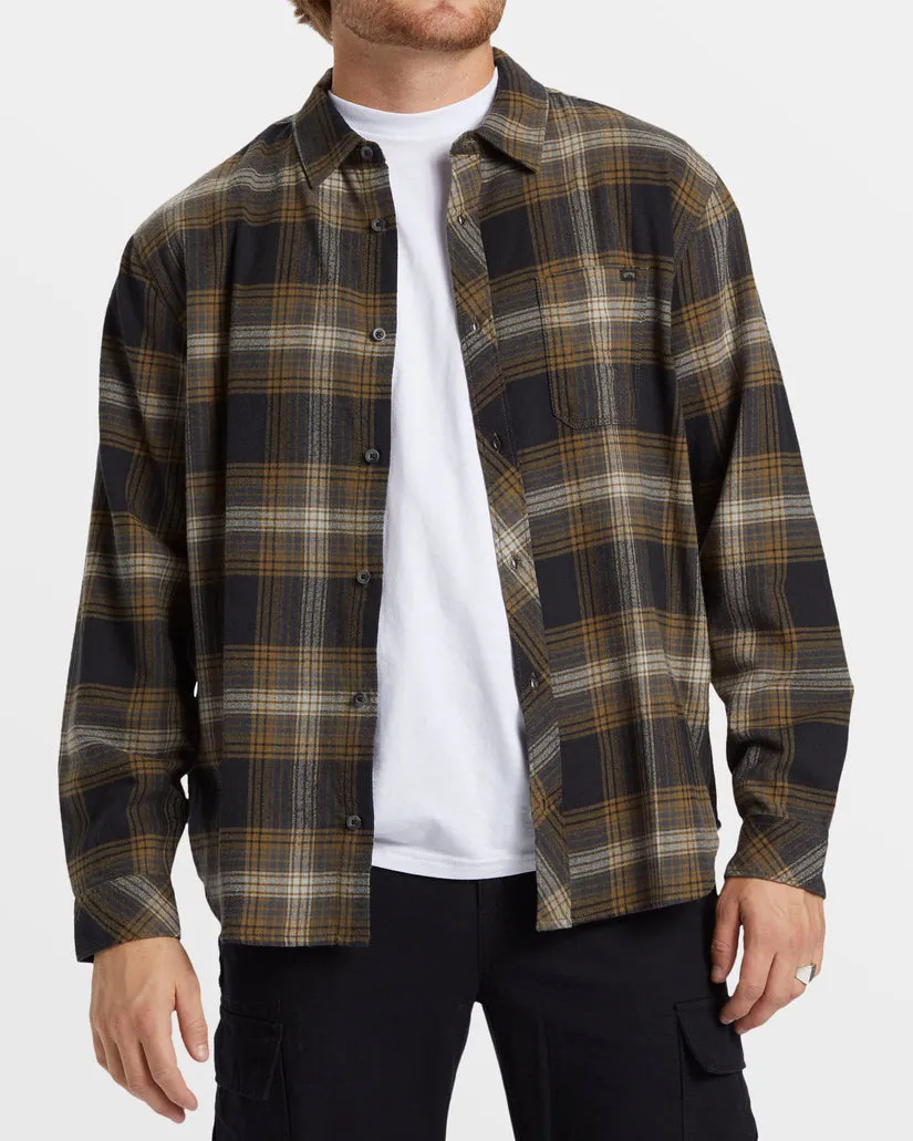 Billabong Coastline Long Sleeve Flannel Shirt - MILITARY