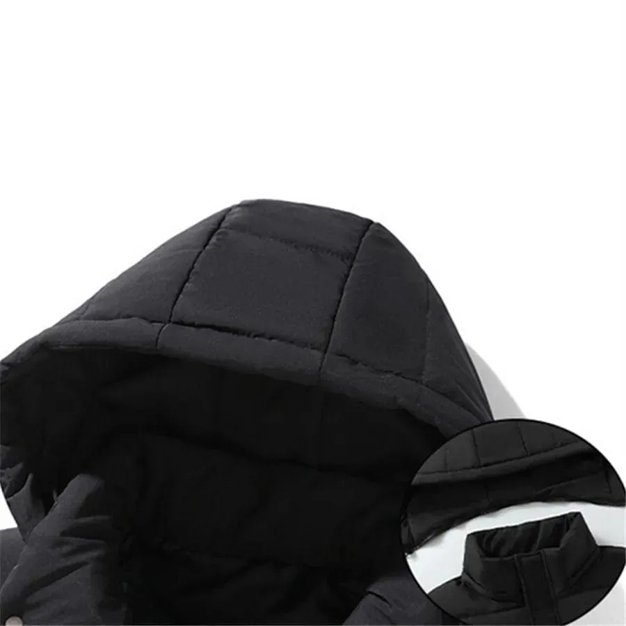 Black Men's Cargo Vest with Detachable Hood Winter Warmth Padded Jacket