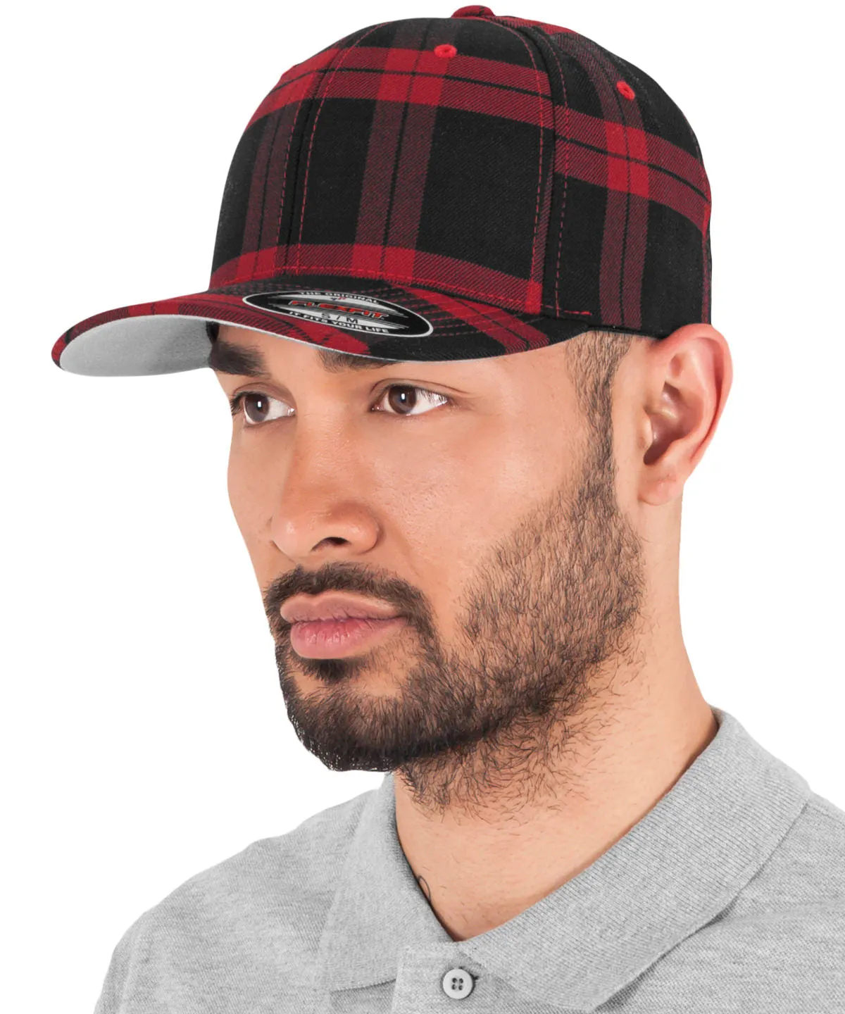 Black/Red - Flexfit tartan plaid (6197)