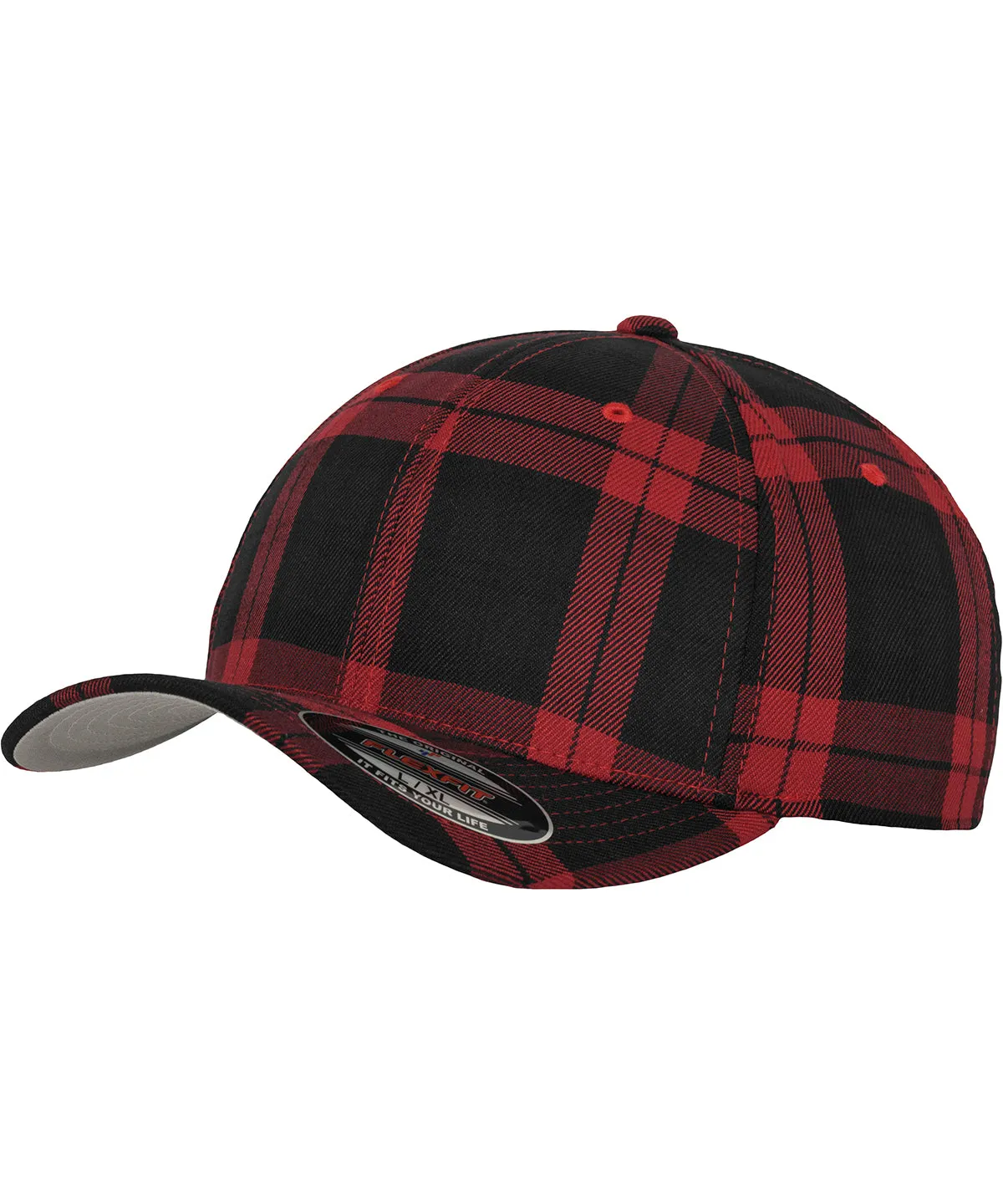 Black/Red - Flexfit tartan plaid (6197)