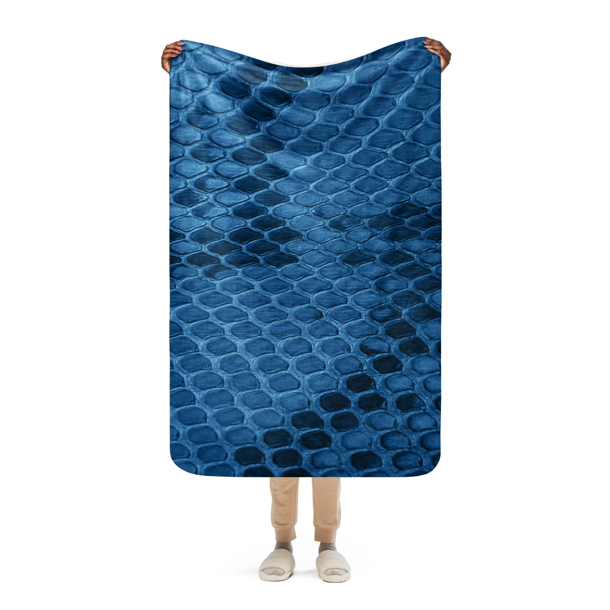 Blue Snake Skin Sherpa blanket lioness-love