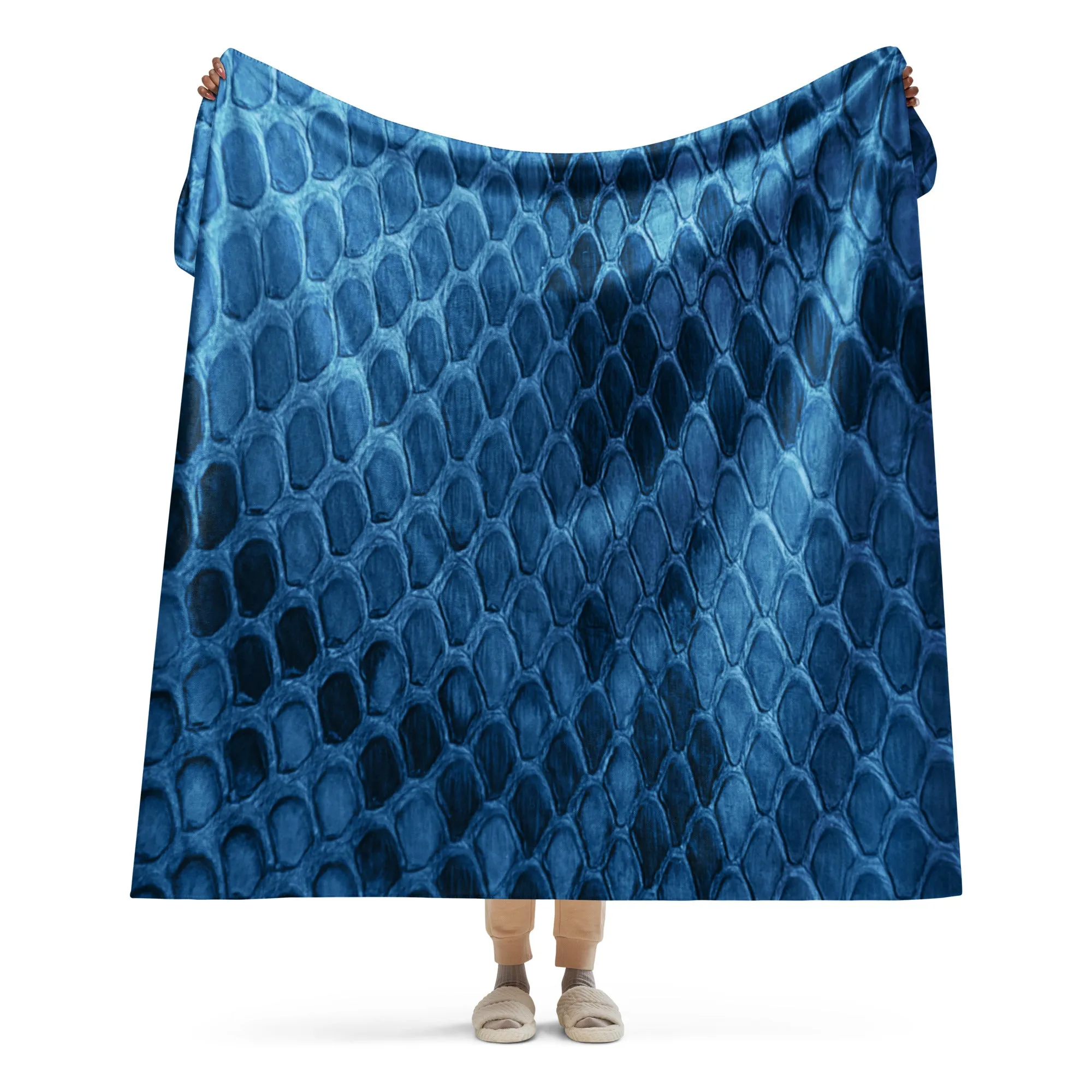 Blue Snake Skin Sherpa blanket lioness-love