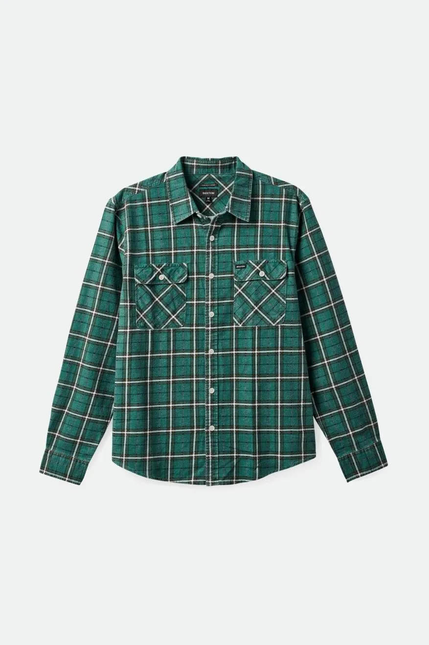 Bowery Summer Weight L/S Flannel - Spruce/Off White/Dark Earth