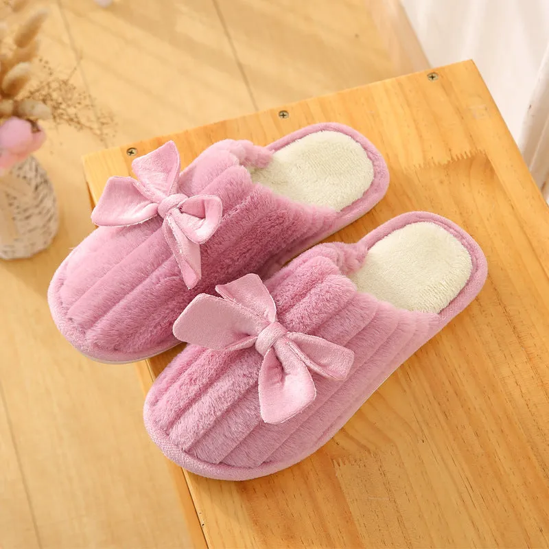 Bowknot Autumn And Winter Cotton Slippers Home Interior