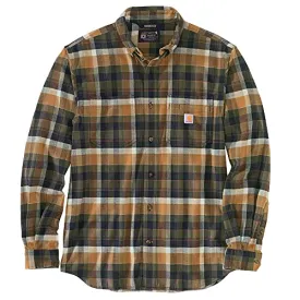 Carhartt 104909 Men's Big & Tall Rugged Flex Fitted Midweight Flannel Long-Sleeve Shirt, Basil, X-Large/Tall