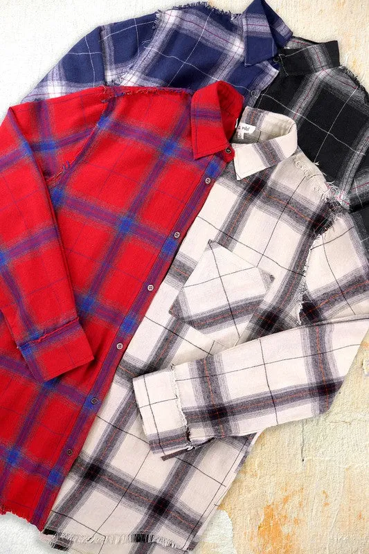 Checkered Plaid Flannel - navy, white