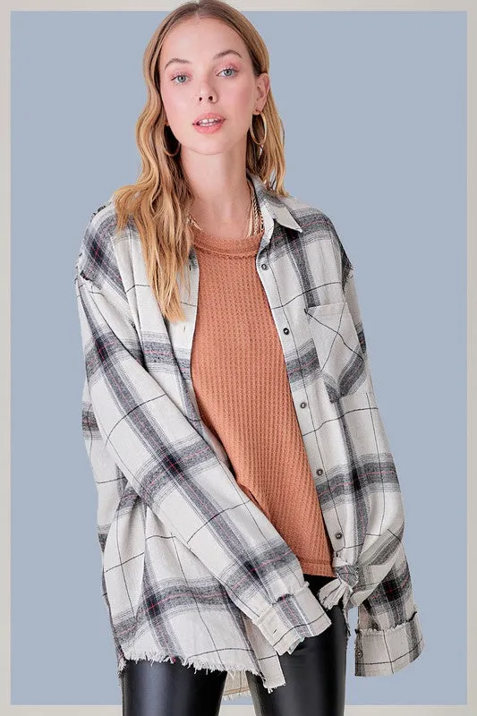 Checkered Plaid Flannel - navy, white