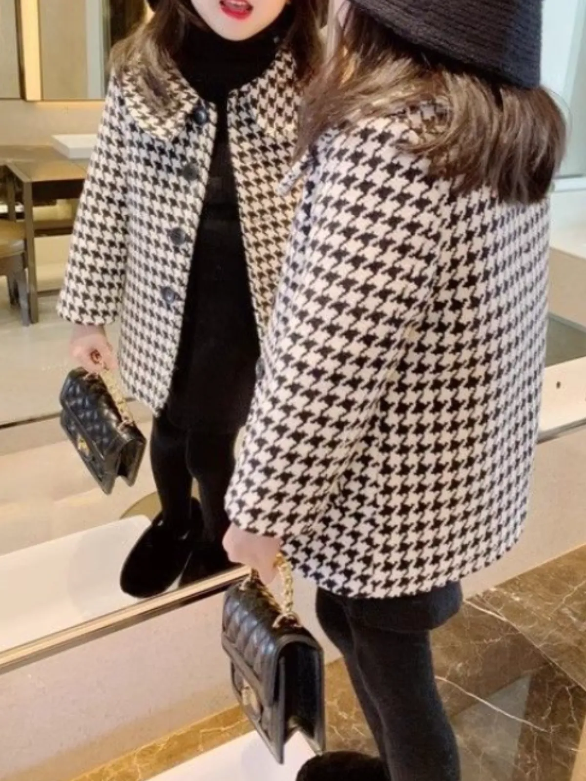 Chic Houndstoot Long Coat