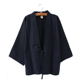 Dark Blue Traditional Japanese Style Women's Kimono Jacket Haori