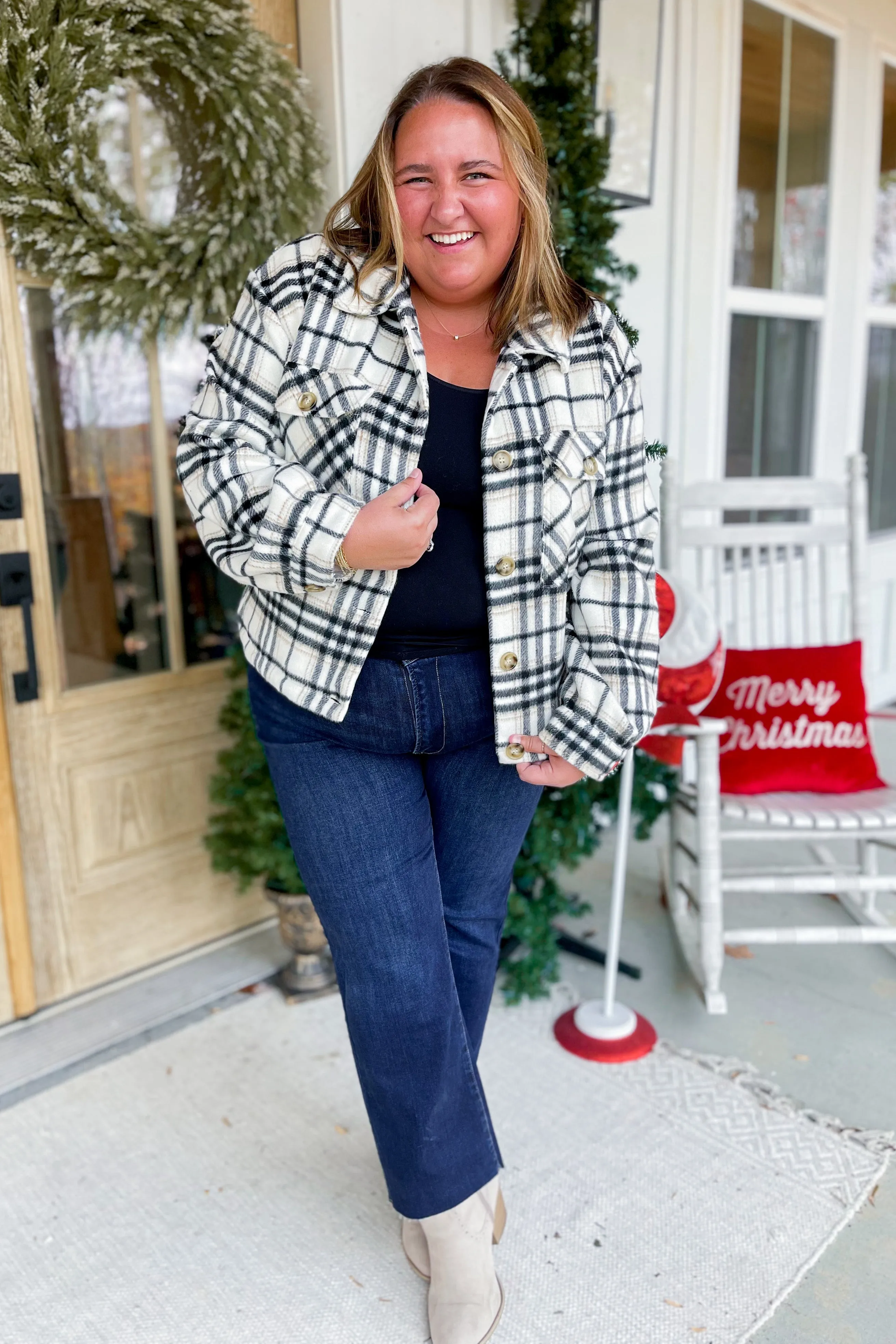 *DOORBUSTER* Bolton Long Sleeve Plaid Coat [S-3X] (FINAL SALE)