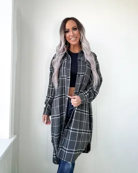 DOORBUSTER Gray Plaid Duster Shacket