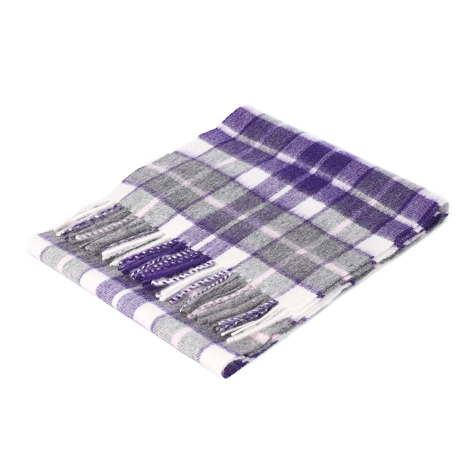 Edinburgh 100% Lambswool Tartan Scarf Cragg Check Lila