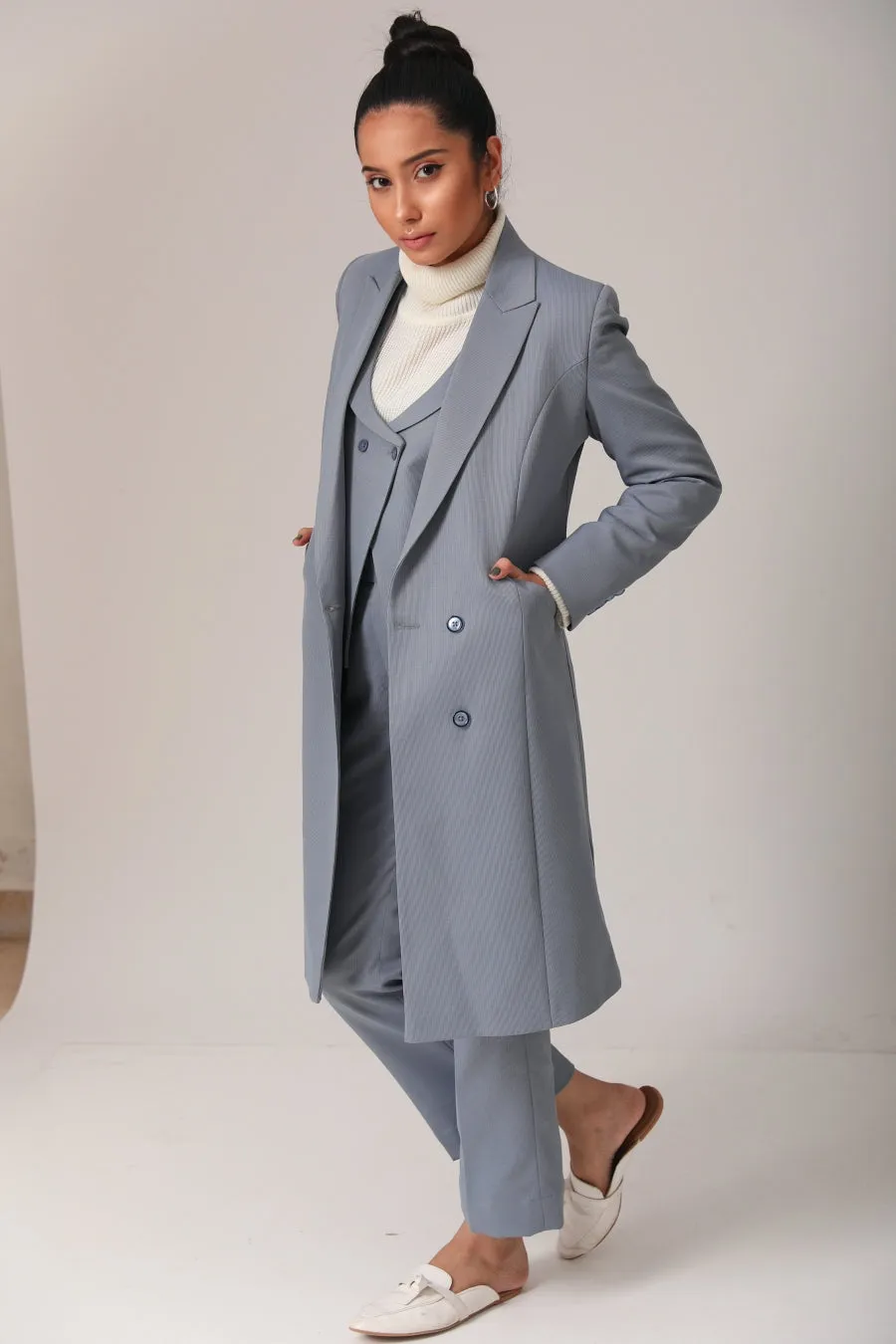 Formal Women's Blue Three Piece Suit