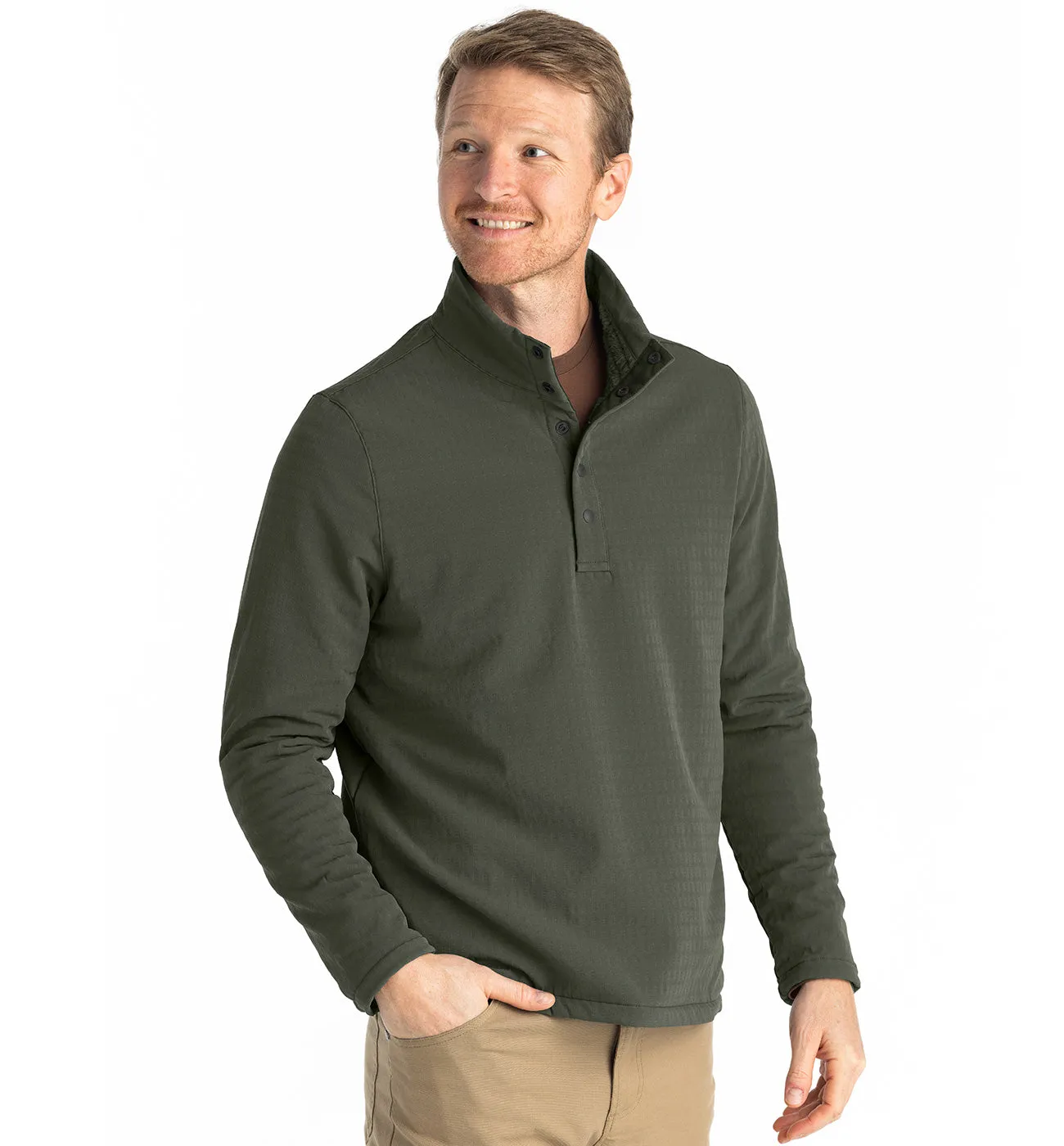 Free Fly Apparel Men's Gridback Fleece Snap Pullover