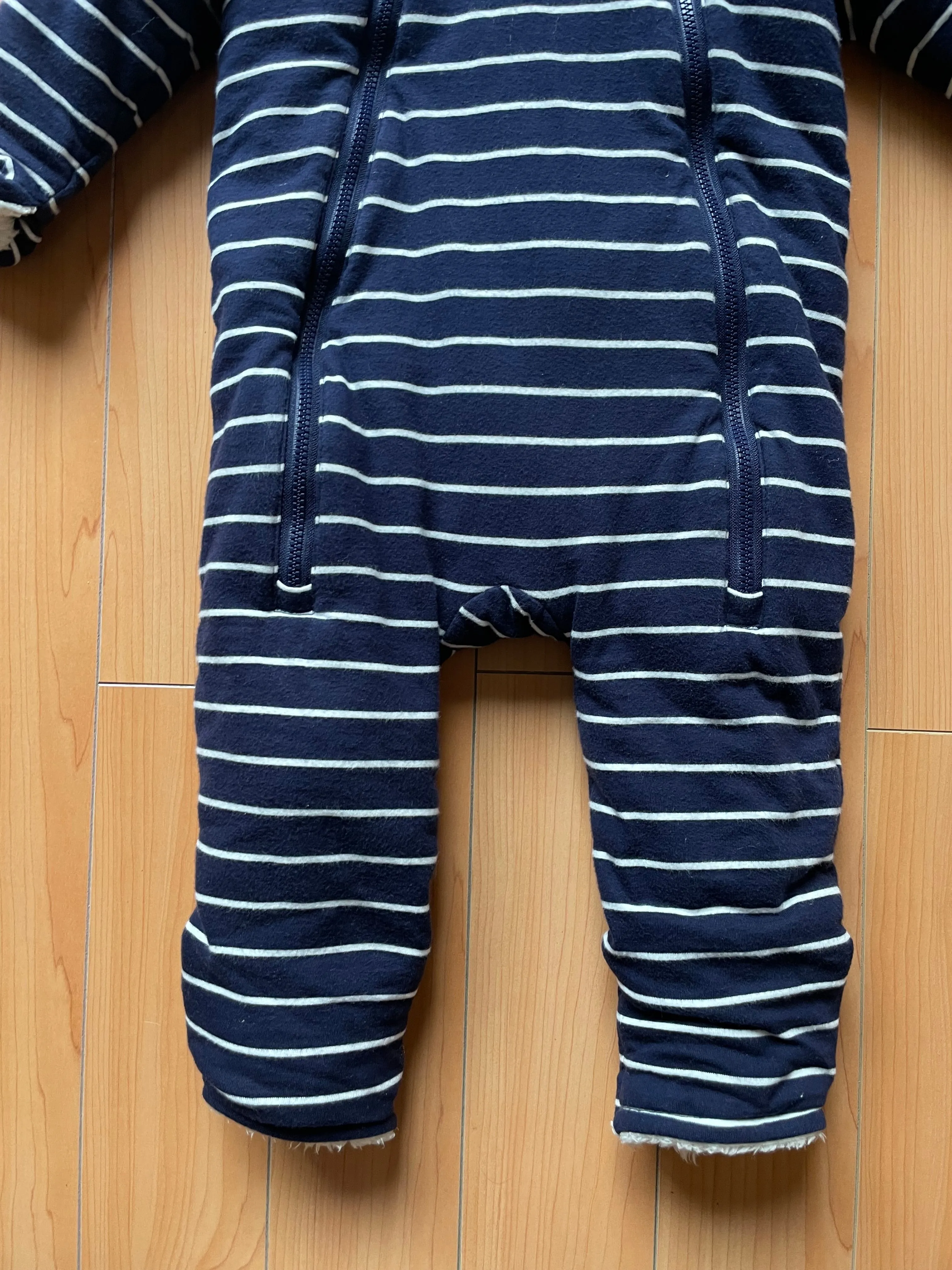 GAP Baby Navy Stripe Sherpa Bear One-Piece - 6 to 12 Months