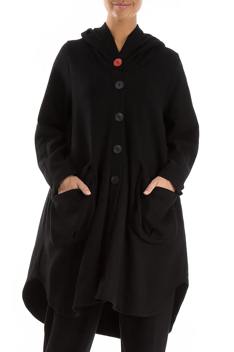 Hooded Oversized Black Jacket-Coat