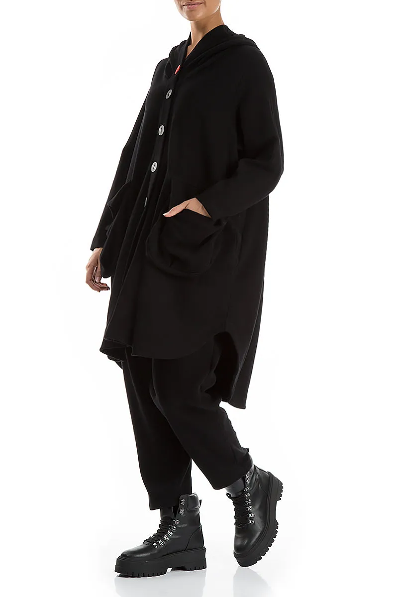 Hooded Oversized Black Jacket-Coat