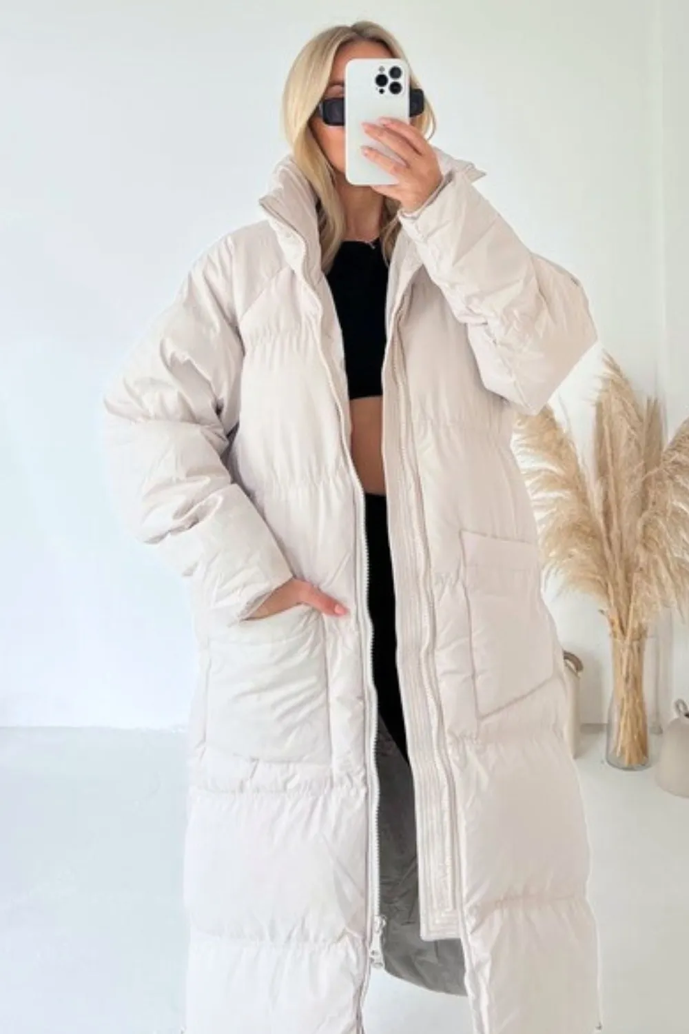 Isabel cream long puffer coat