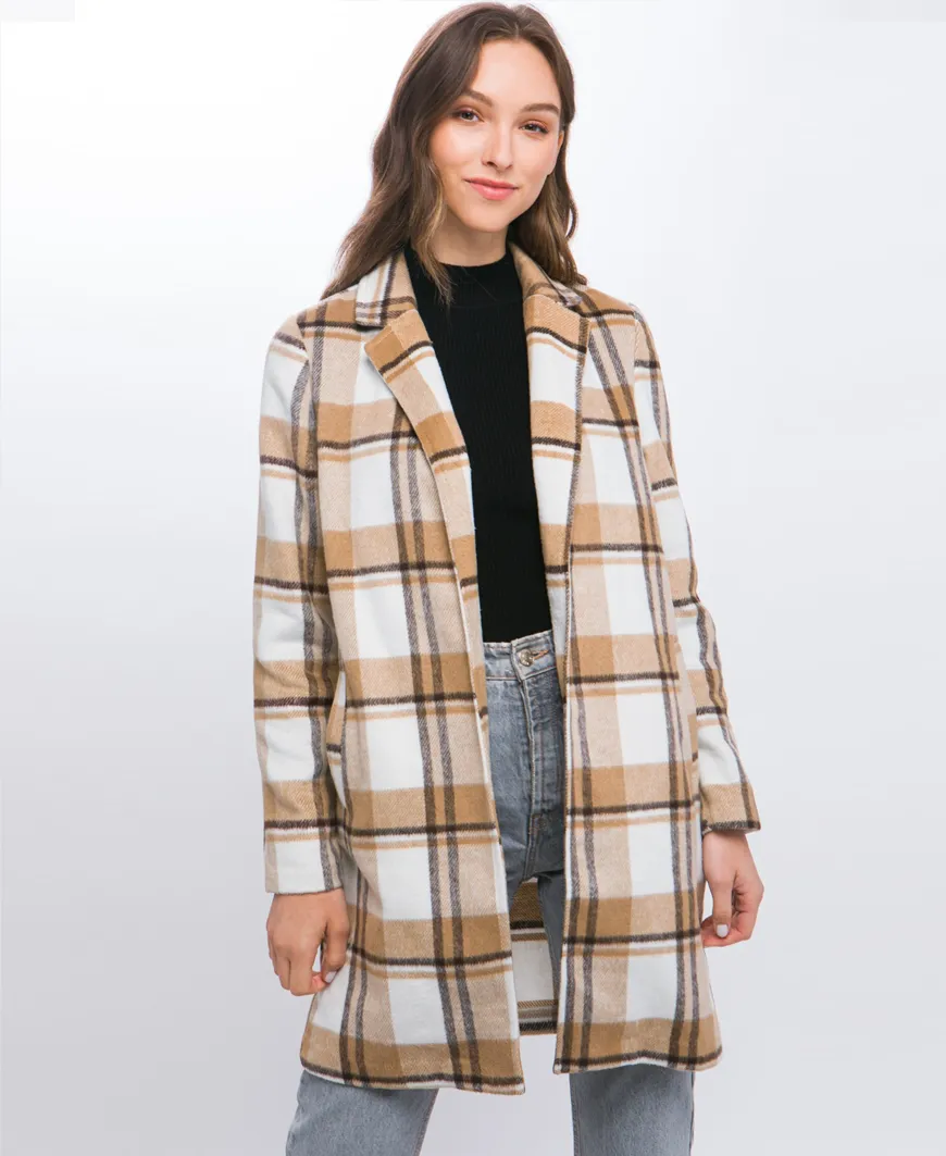 Jeanine Taupe Plaid Jacket