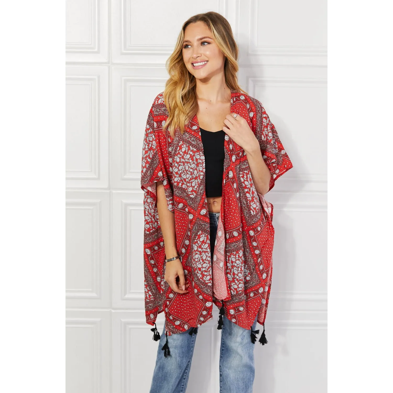 Justin Taylor Paisley Design Kimono in Red