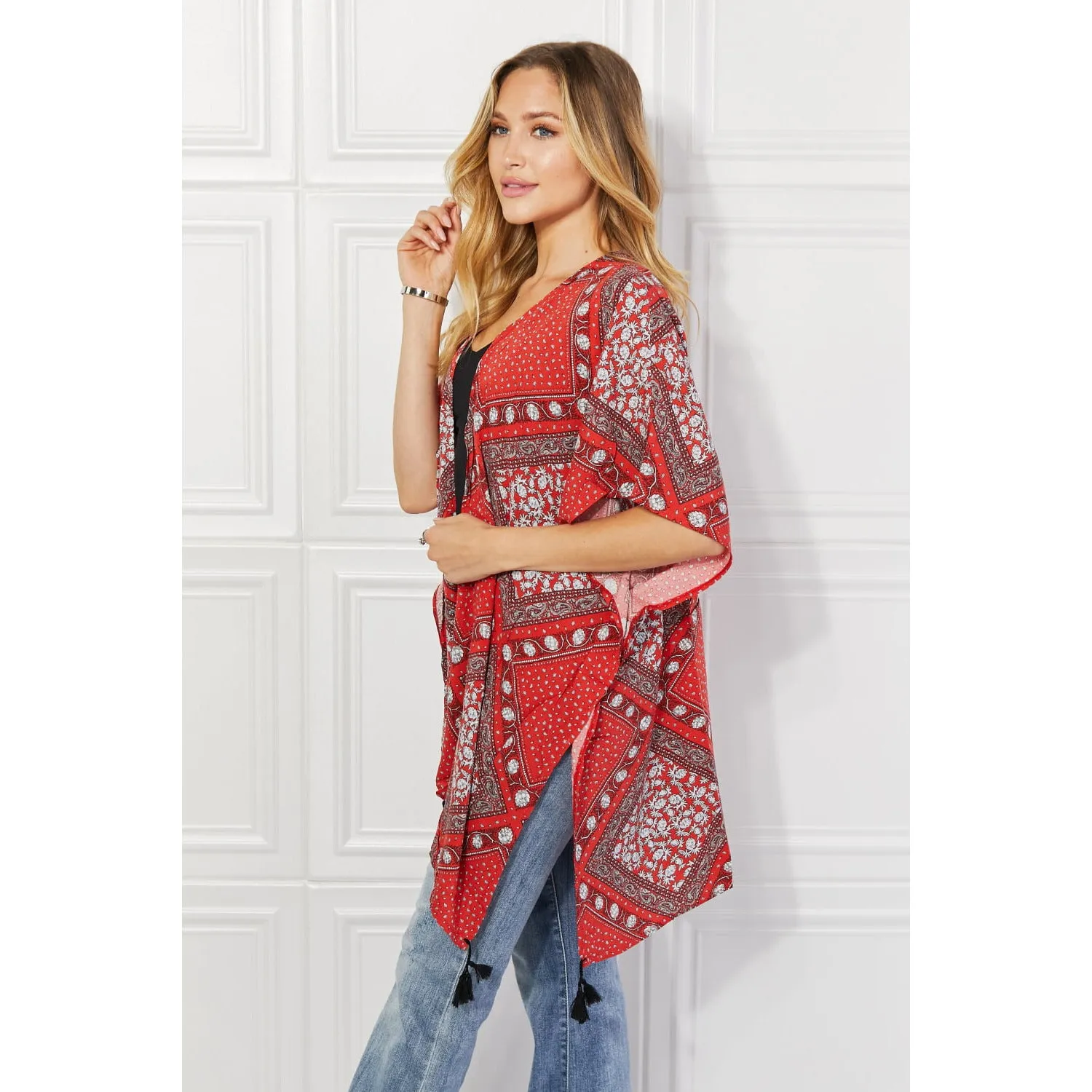 Justin Taylor Paisley Design Kimono in Red