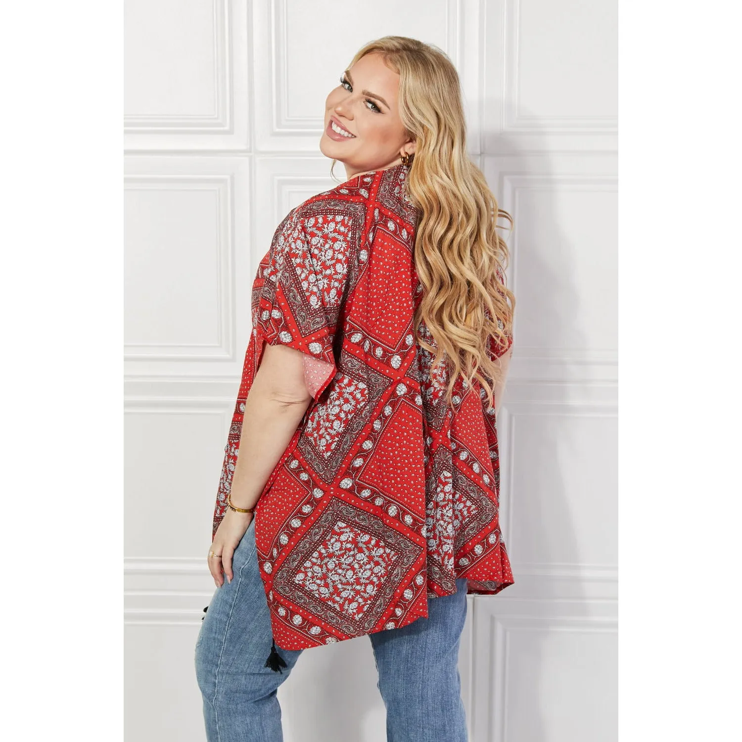 Justin Taylor Paisley Design Kimono in Red