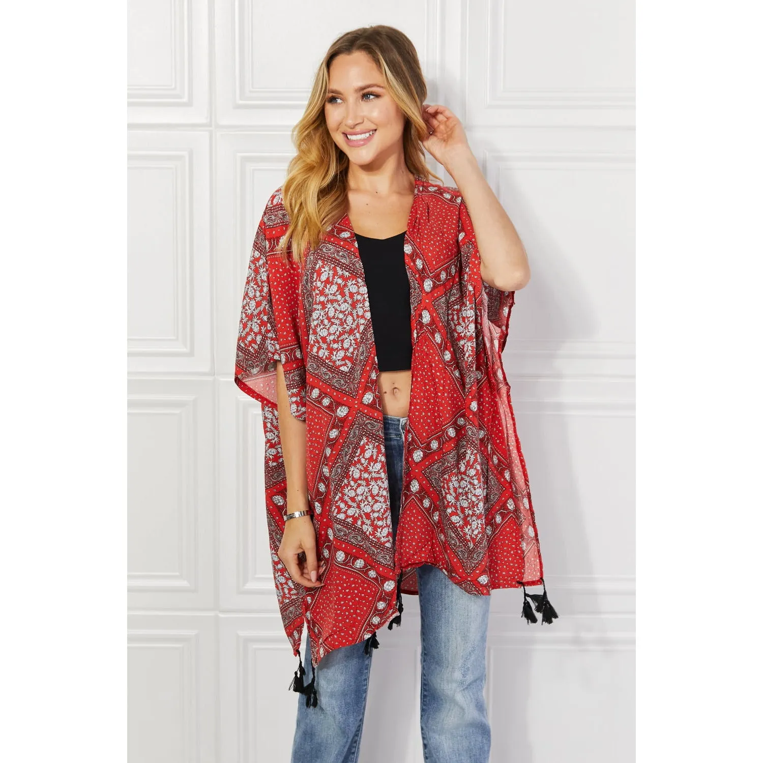 Justin Taylor Paisley Design Kimono in Red