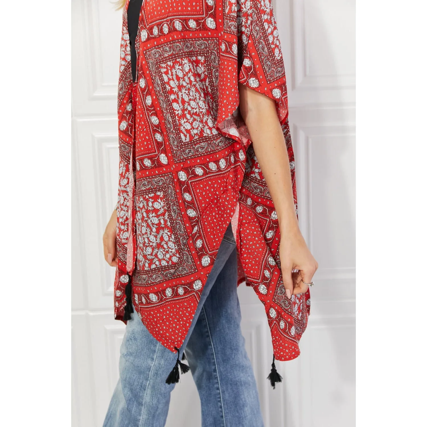 Justin Taylor Paisley Design Kimono in Red