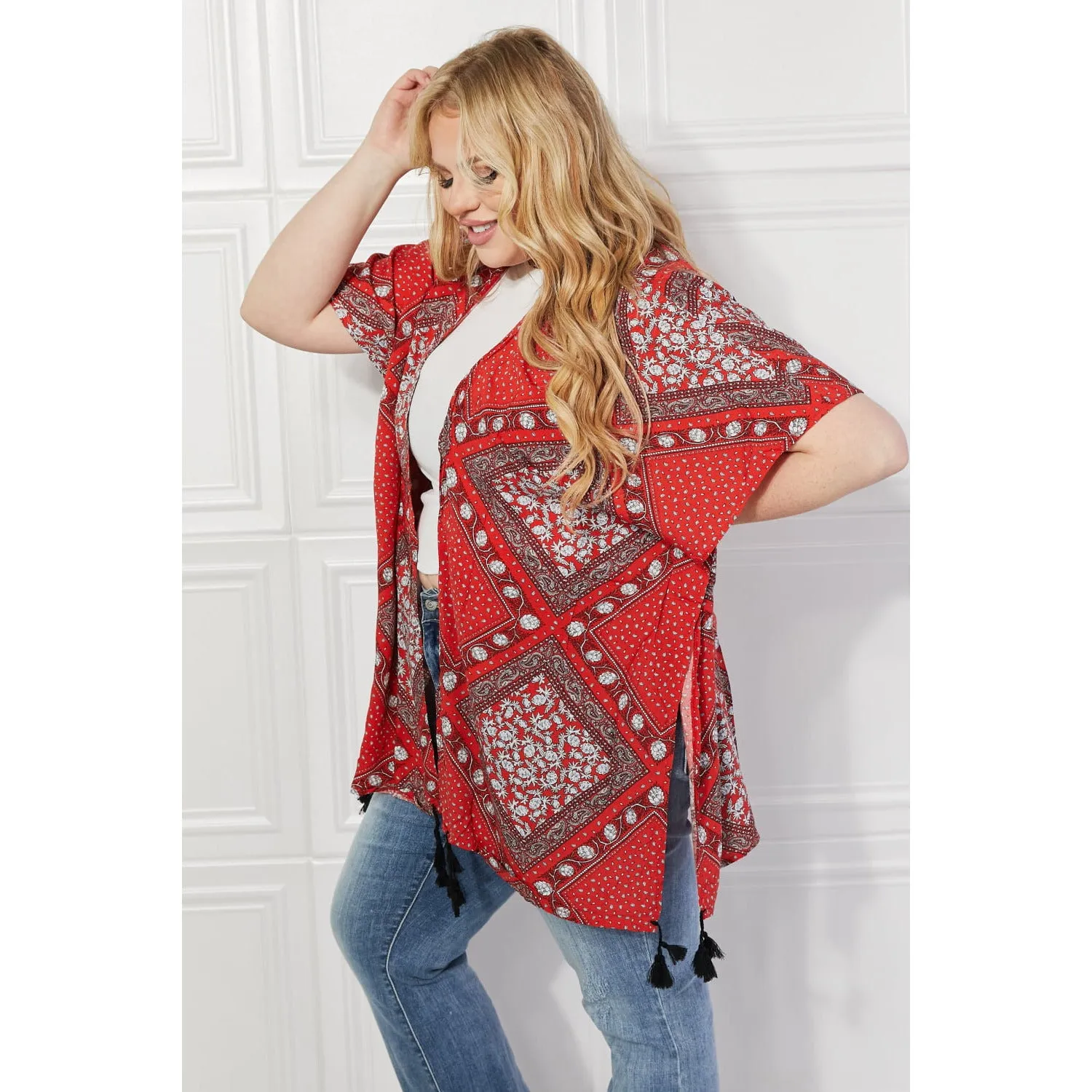 Justin Taylor Paisley Design Kimono in Red