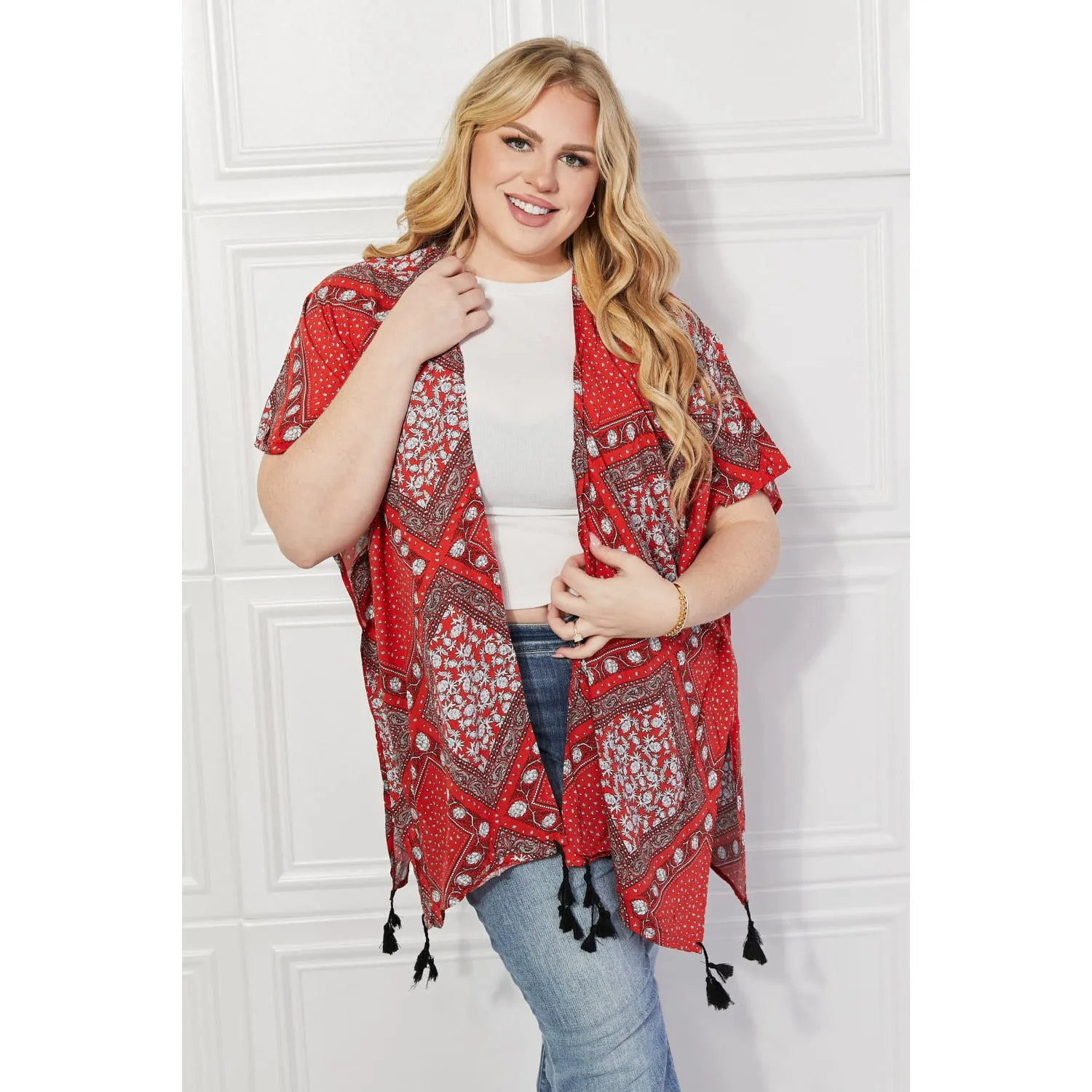 Justin Taylor Paisley Design Kimono in Red