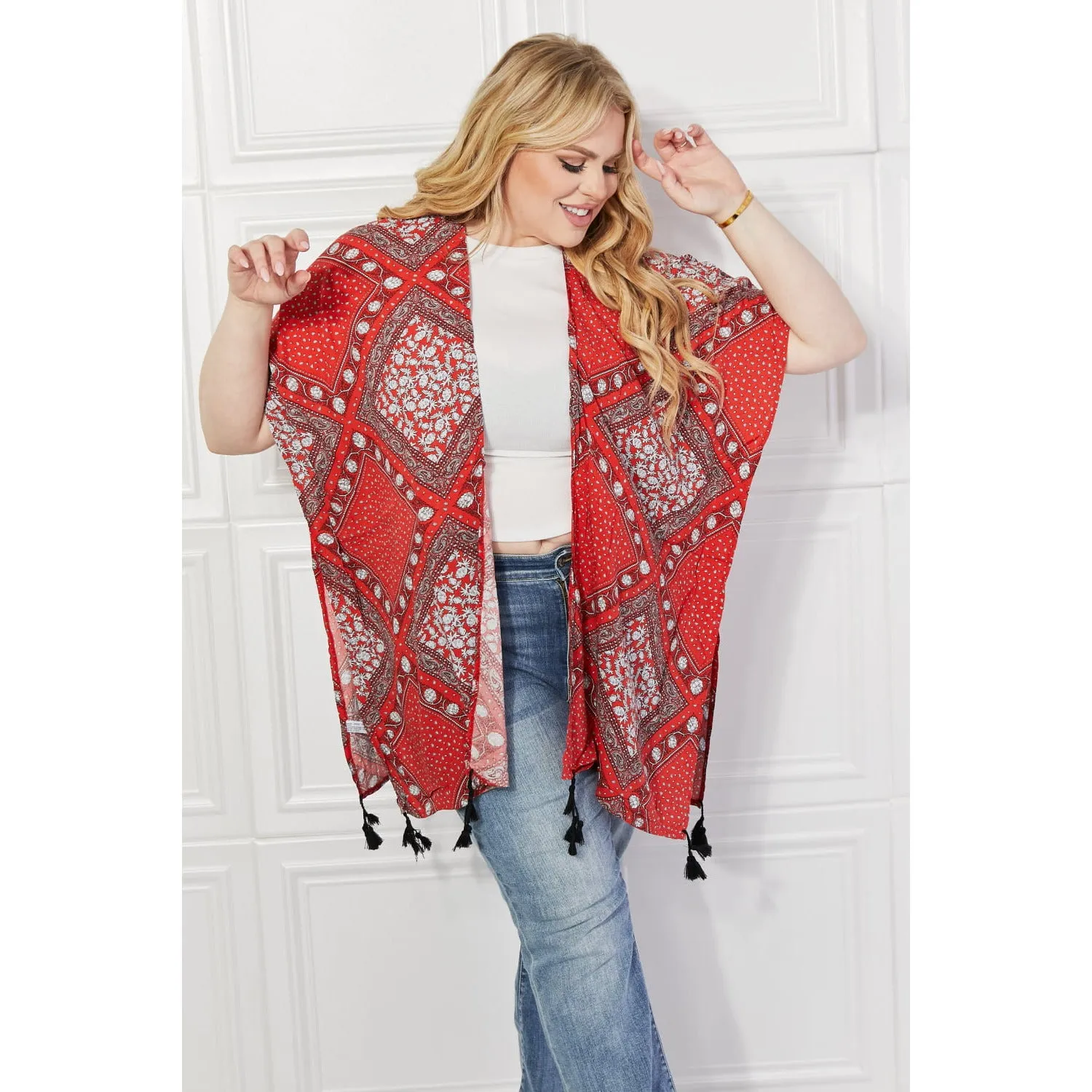 Justin Taylor Paisley Design Kimono in Red