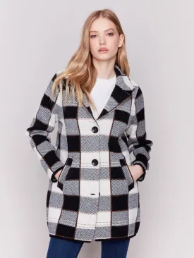 Knit Plaid Coat - Truffle