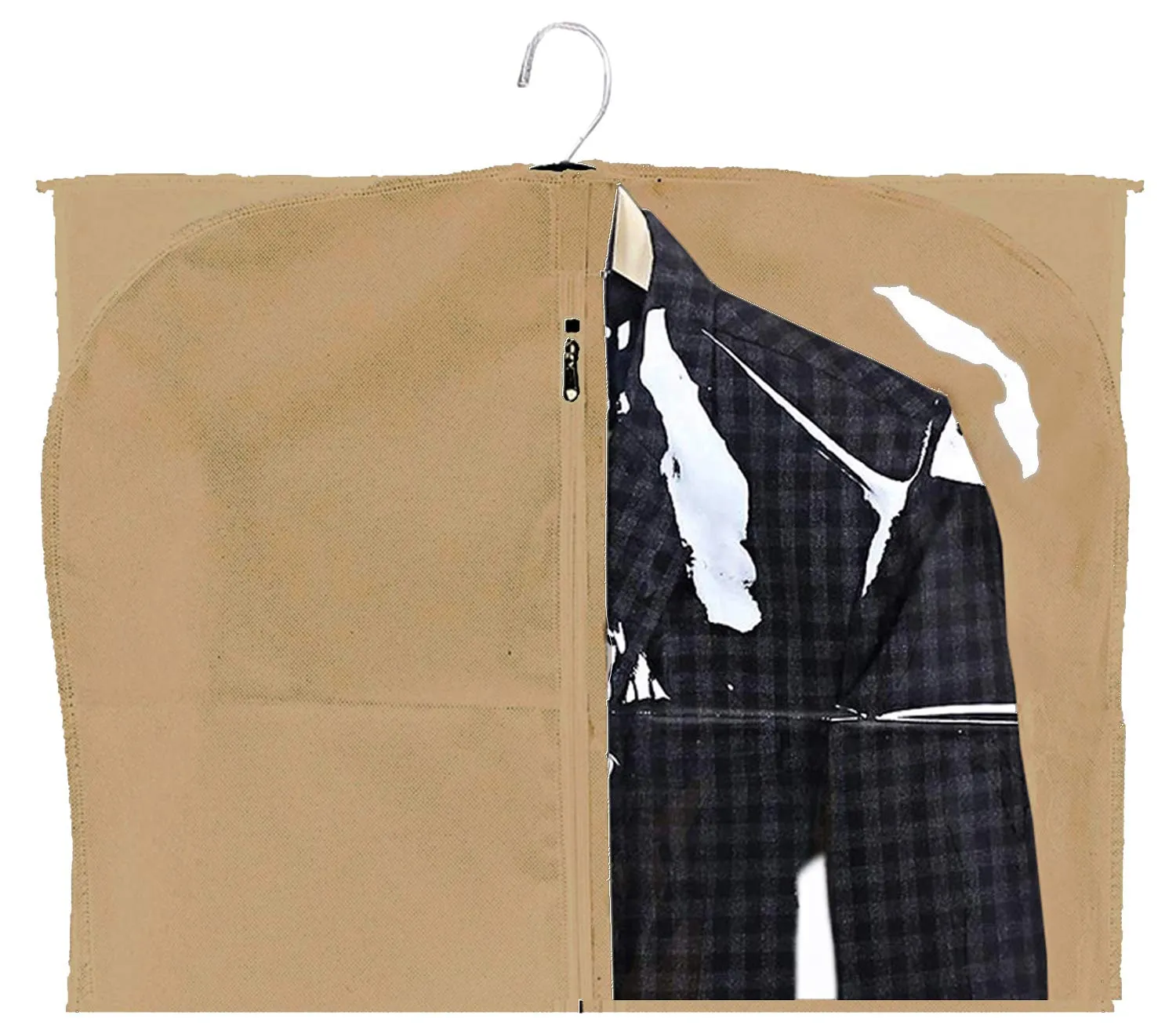 Kuber Industries Exclusive Blazer cover Bag|Coat Cover For Wardrobe|Hanging Clothes Cover for Jacket, Suit, Dresses|Half Transparent|Pack of 3 (Brown)