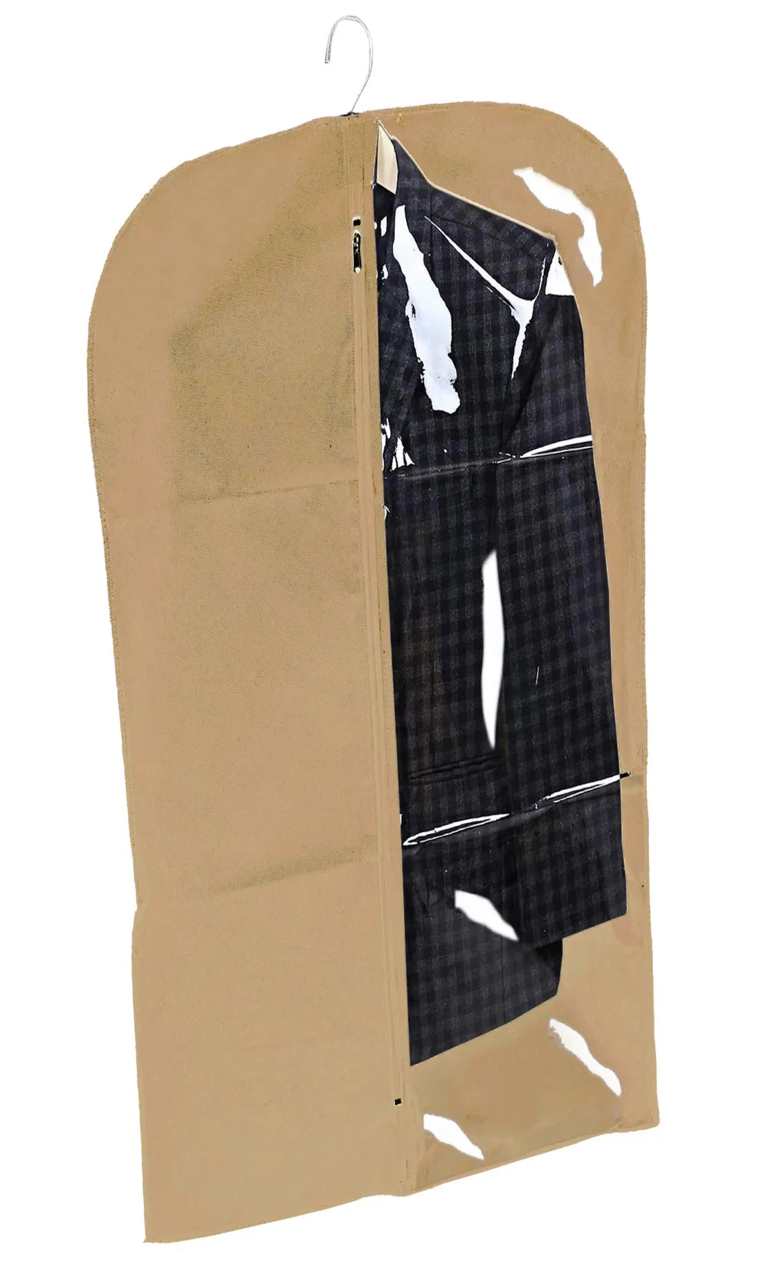 Kuber Industries Exclusive Blazer cover Bag|Coat Cover For Wardrobe|Hanging Clothes Cover for Jacket, Suit, Dresses|Half Transparent|Pack of 3 (Brown)