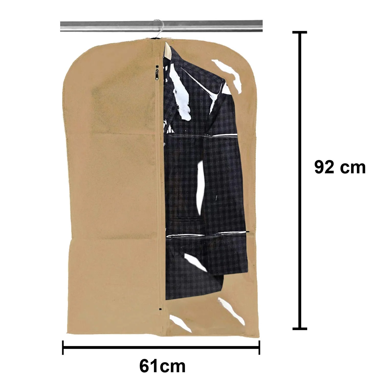 Kuber Industries Exclusive Blazer cover Bag|Coat Cover For Wardrobe|Hanging Clothes Cover for Jacket, Suit, Dresses|Half Transparent|Pack of 3 (Brown)