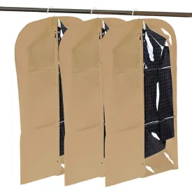 Kuber Industries Exclusive Blazer cover Bag|Coat Cover For Wardrobe|Hanging Clothes Cover for Jacket, Suit, Dresses|Half Transparent|Pack of 3 (Brown)