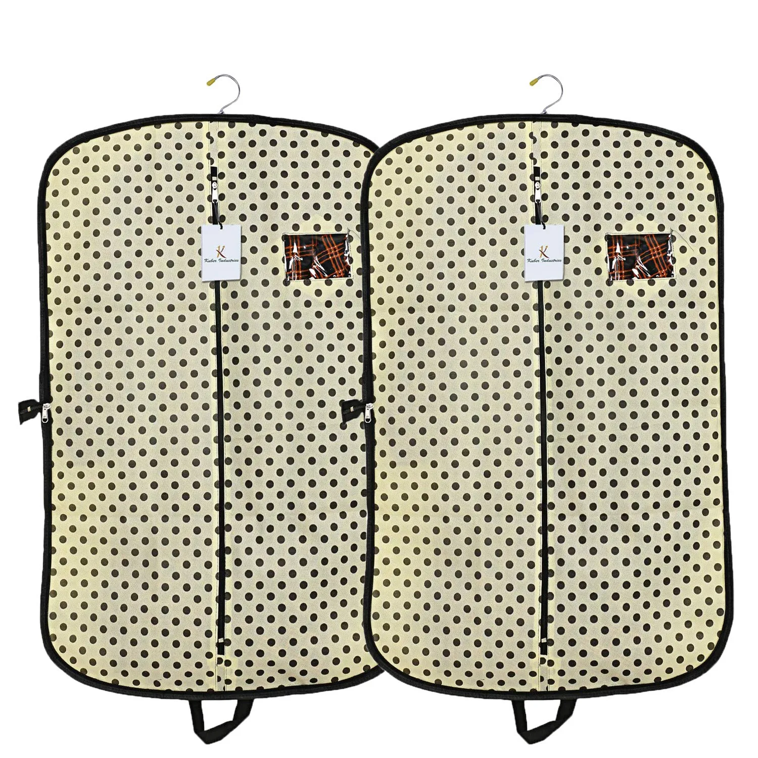 Kuber Industries Polka Dots Printed 2 Pieces Foldable Non Woven Men's Coat Blazer Cover (Cream) -CTKTC43364