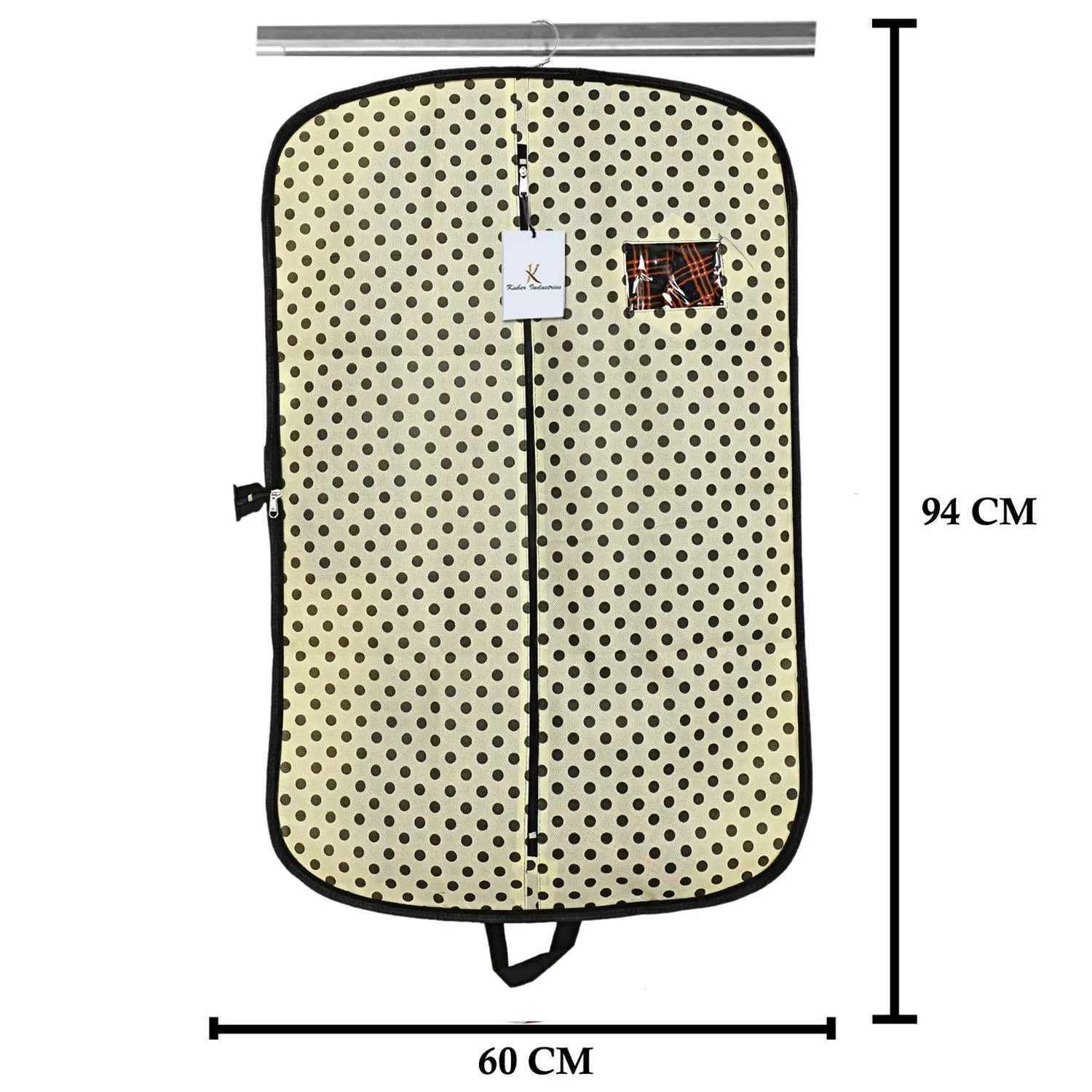 Kuber Industries Polka Dots Printed 2 Pieces Foldable Non Woven Men's Coat Blazer Cover (Cream) -CTKTC43364