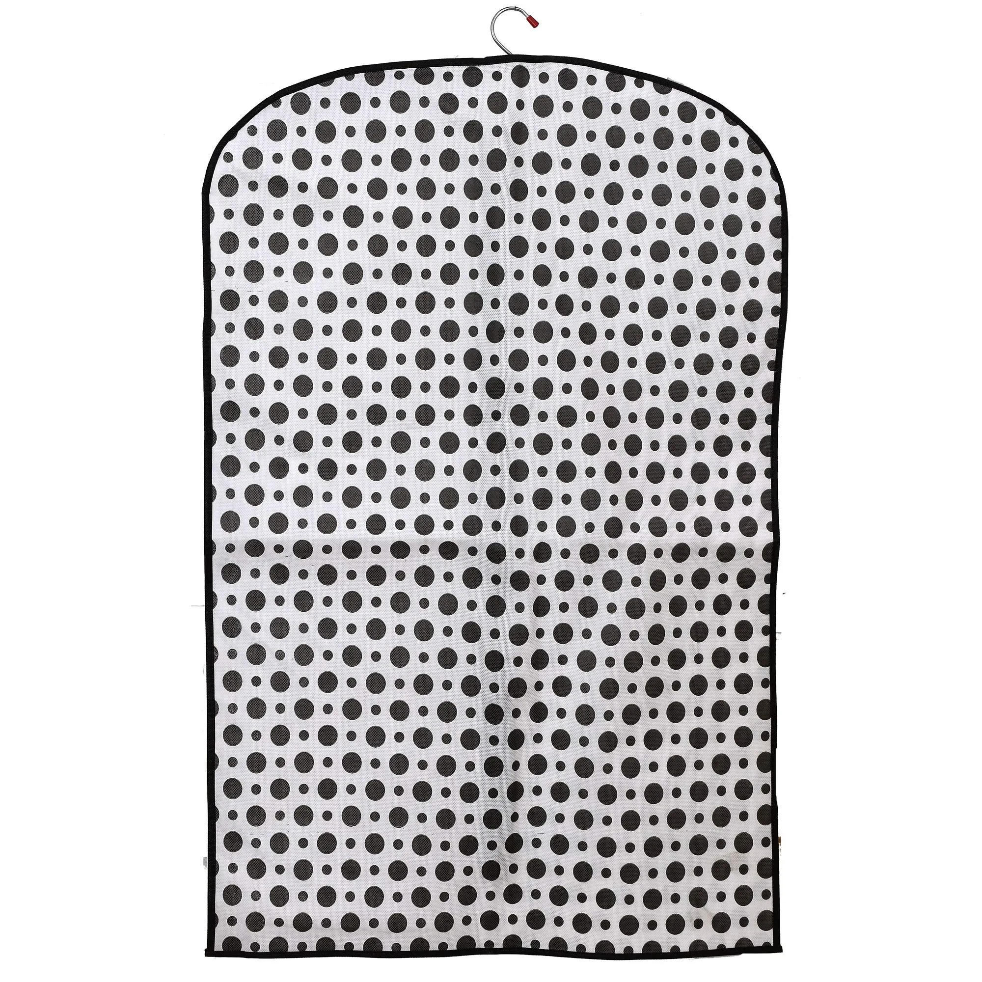 Kuber Industries Polka Dots Printed 9 Pieces Half Transparent Non Woven Men's Coat Blazer Cover (Black & White)-KUBMART888