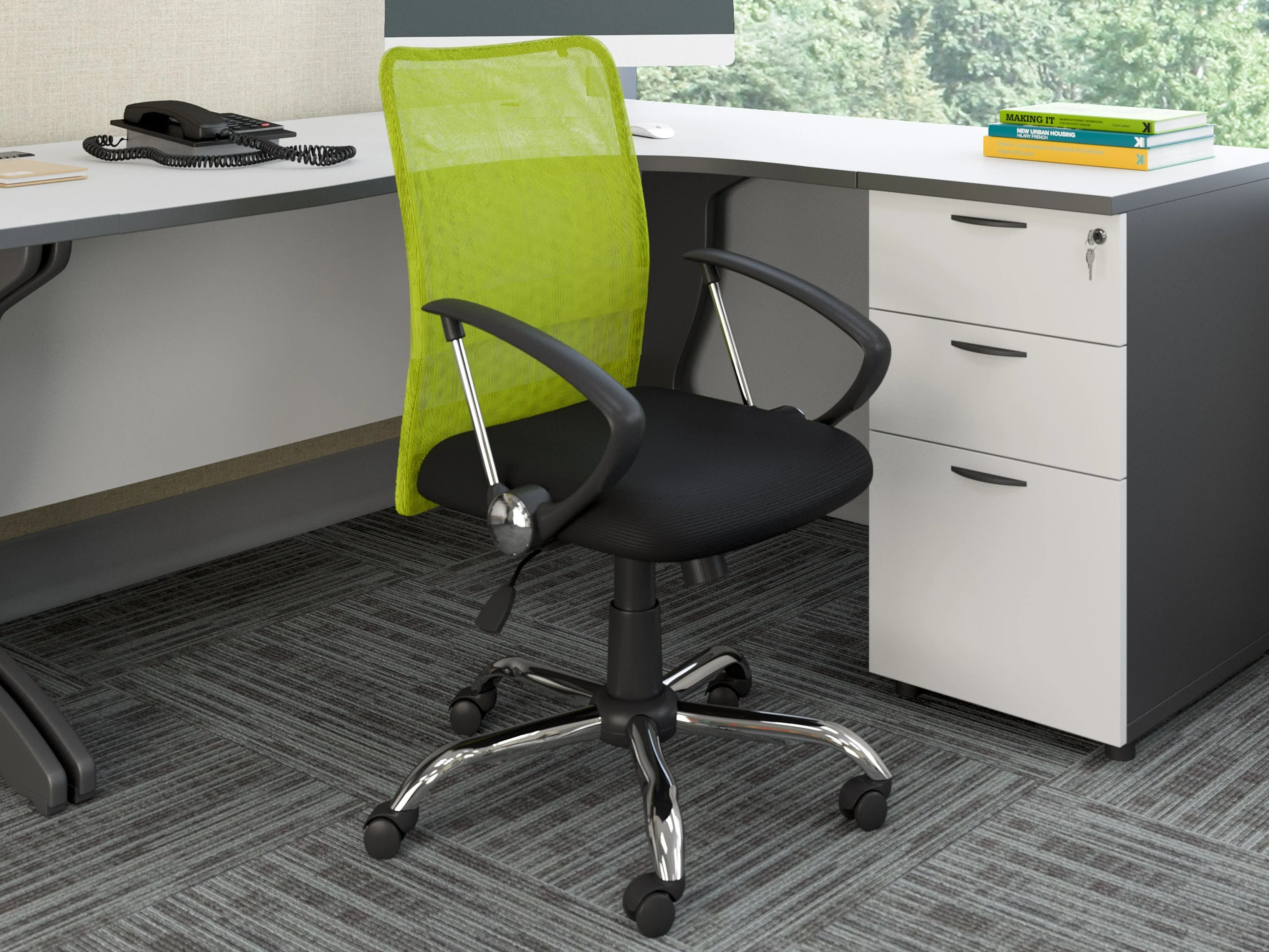 Lime Green Fabric Office Chair