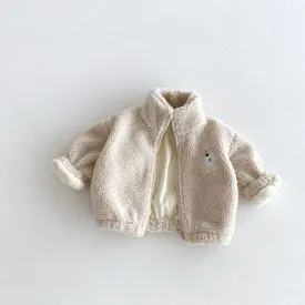 Little Bear Print Sherpa Jacket