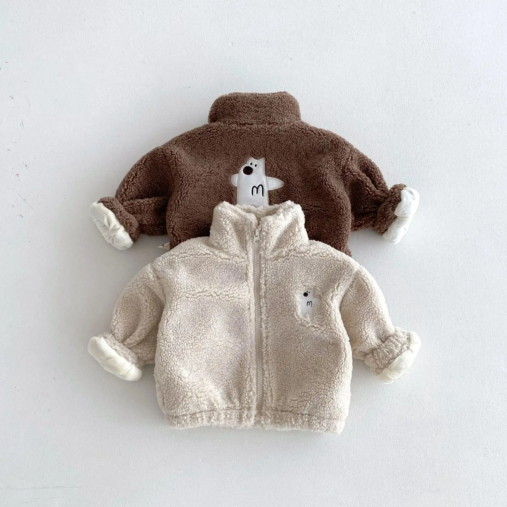 Little Bear Print Sherpa Jacket